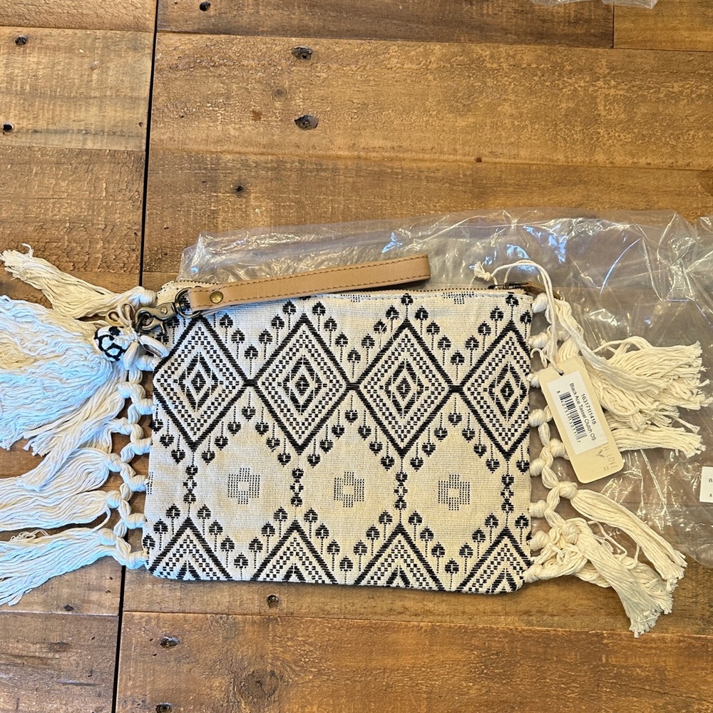NWT Spell Black Ace Tassel Clutch